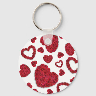 Herzen Rote Rosen Muster Minimalistischer Valentin Schlüsselanhänger
