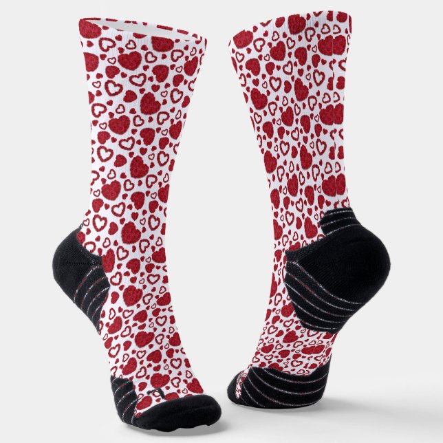 Herzen Rote Rosen Muster Minimalistischer Valentin Socken (Gewinkelt)