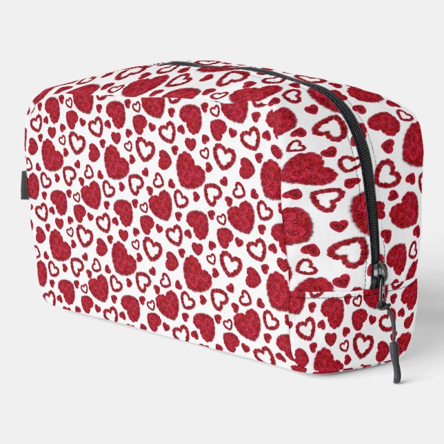 Herzen Rote Rosen Muster Minimalistischer Valentin Waschbeutel (Rechte Ecke)