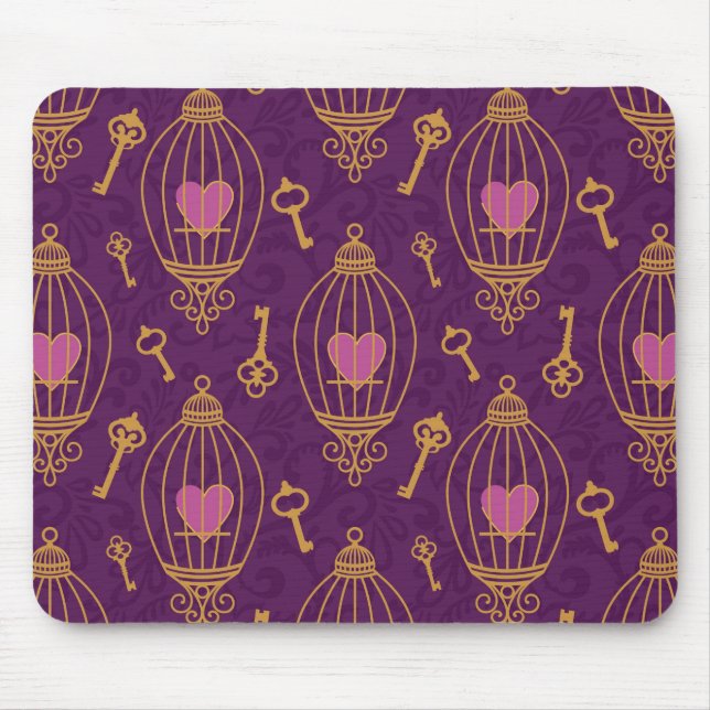 Herzen-Schlüssel-Muster Mousepad (Vorne)