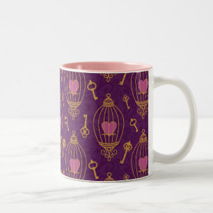 Herzen-Schlüssel-Muster Zweifarbige Tasse
