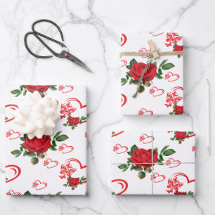 Herzen Schmetterlinge und Blumen Geschenkpapier Set