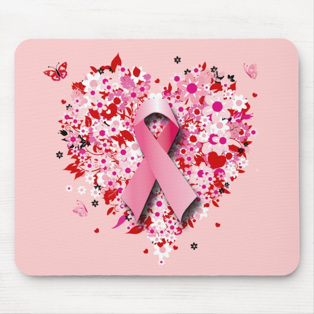 HERZEN, SCHMETTERLINGE UND ROSA BAND MOUSEPAD (Vorne)