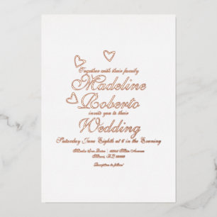 Herzen Schrift Hochzeit geprägt Folieneinladung