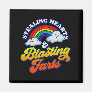 Herzen stehlen und Furze blasen Lustiger Regenboge Magnet