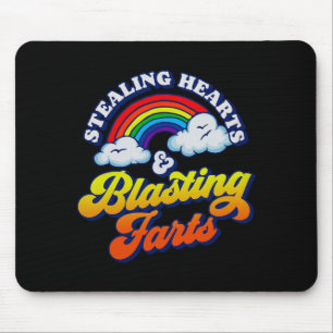 Herzen stehlen und Fürze knallen Lustiger Regenbog Mousepad