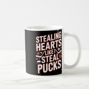 Herzen stehlen wie ich Pucks stehle Hockey Valenti Kaffeetasse