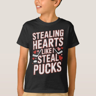 Herzen stehlen wie ich Pucks stehle Hockey Valenti T-Shirt