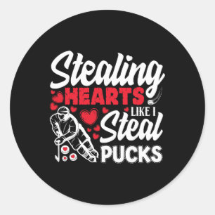 Herzen stehlen wie ich Pucks stehle Valentinstag H Runder Aufkleber