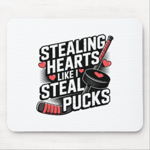 Herzen stehlen wie ich Pucks stehle Valentinstag Mousepad