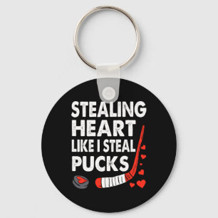 Herzen stehlen wie ich Pucks stehle Valentinstag Schlüsselanhänger