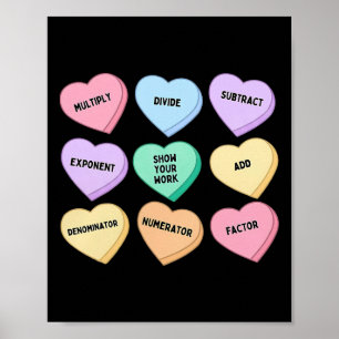 Herzen Süßigkeiten Mathelehrer Valentinstag Algebr Poster