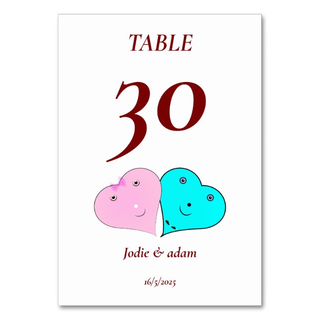 HERZEN TISCHNUMMER (Vorderseite)