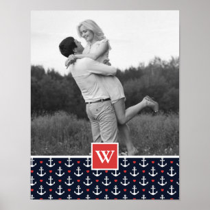 Herzen u. Anker-Muster   addieren Ihren Namen u. Poster