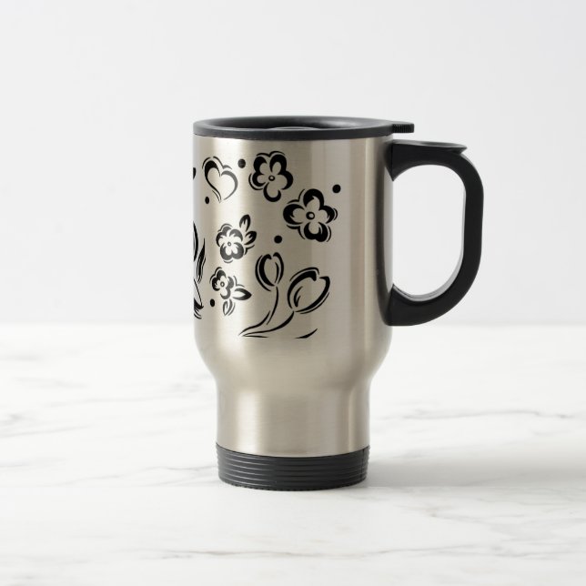 Herzen u. Blumen-Reise-Tasse Reisebecher (Rechts)