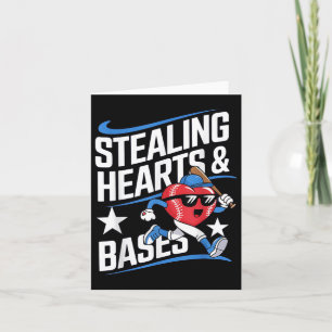 Herzen und Basen stehlen Baseball Valentinstag Karte