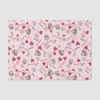 Herzen und Basset Hounds Musterdesign Seidenpapier