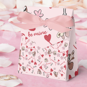 Herzen und Basset-Hunde Musterdesign Geschenkschachtel