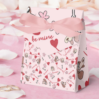 Herzen und Basset-Hunde Musterdesign Geschenkschachtel
