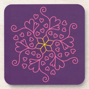 Herzen und Blume Mandala Inspiriert Getränkeuntersetzer