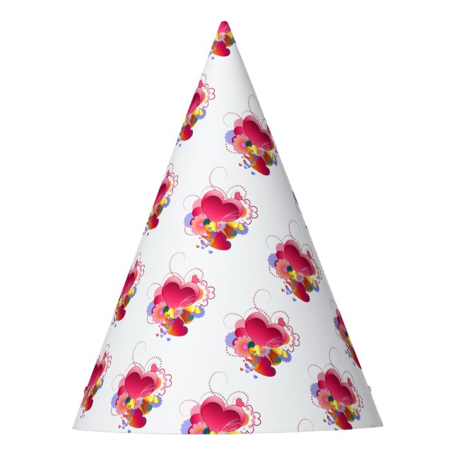 Herzen und Blume Partyhütchen (Vorderseite)
