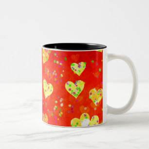 Herzen und Blume Zweifarbige Tasse