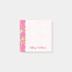 Herzen und Blumen addieren Namens3x3 Post-it Klebezettel