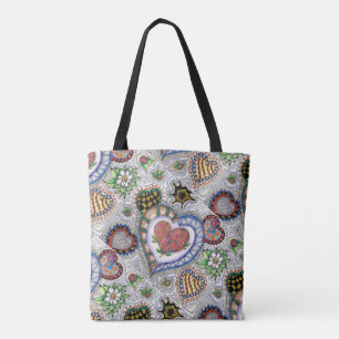 Herzen und Blumen, ganz über Muster Tasche