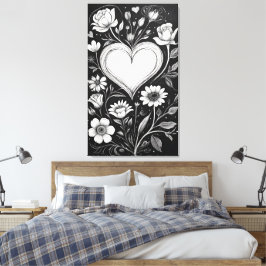 Herzen und Blumen Leinwanddruck
