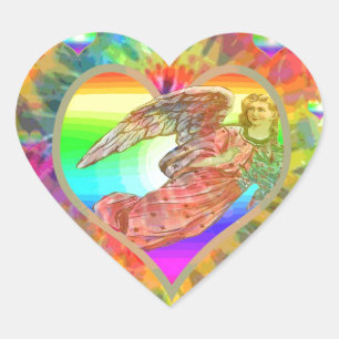 Herzen und Engel Herz-Aufkleber