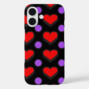 Herzen und Kreise Muster iPhone 16 Hülle