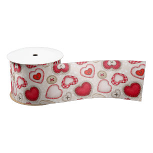 Herzen und Liebe Geschenkpapier Satinband
