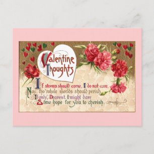 Herzen und Nelken Vintage Valentinstag Feiertagspostkarte