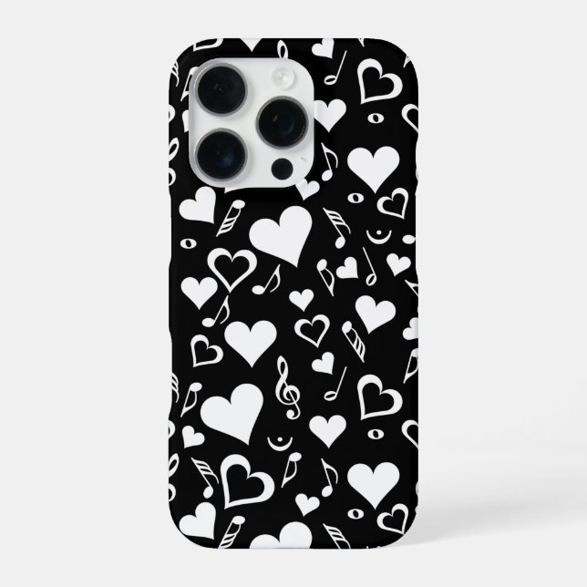 Herzen und Noten iPhone Hülle (Rückseite)