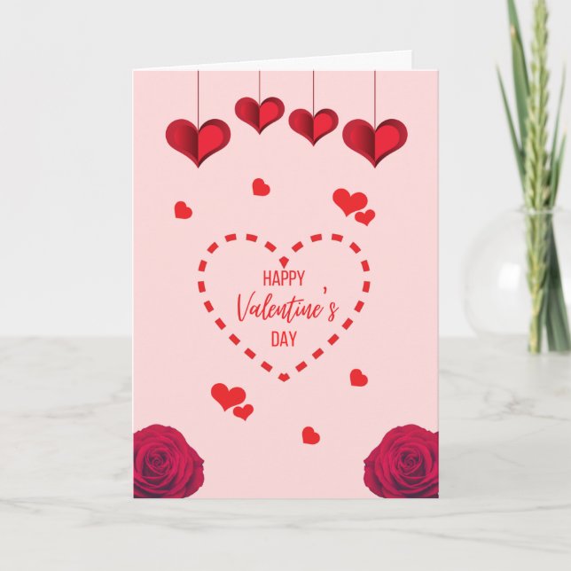 Herzen und Rose Feiertagskarte (Vorderseite)
