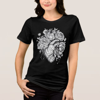 Herzen und Rose Romantisches Gotisches Oversifizie Tri-Blend Shirt