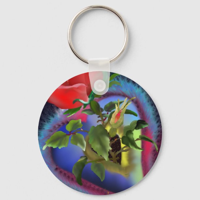 Herzen und Rose Schlüsselanhänger (Vorderseite)