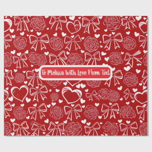 Herzen und Rosen personalisierbares Geschenkpapier