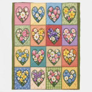 Herzen und Rosen Quilt-artige Fleece-Decke Fleecedecke