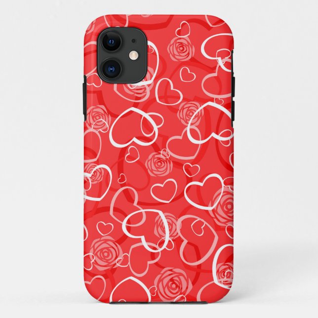 Herzen und Rote Rosen Case-Mate iPhone Hülle (Rückseite)