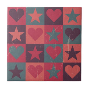 Herzen und Sternchen-Vereinbarung Rosa Fliese
