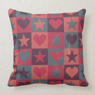 Herzen und Sternchen-Vereinbarung Rosa Kissen