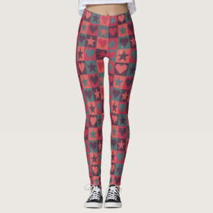 Herzen und Sternchen-Vereinbarung Rosa Leggings