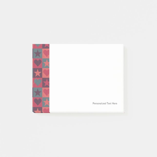 Herzen und Sternchen-Vereinbarung Rosa Post-it Klebezettel (Vorderseite)