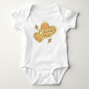 Herzen und Sterne im 80er Stil Gelb Baby Strampler