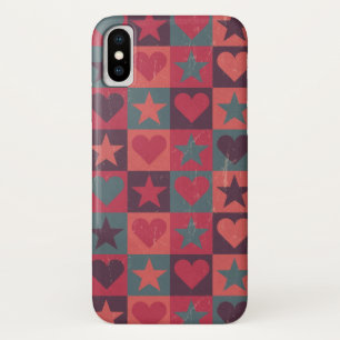 Herzen- und Sterne-Muster Rosa iPhone X Hülle