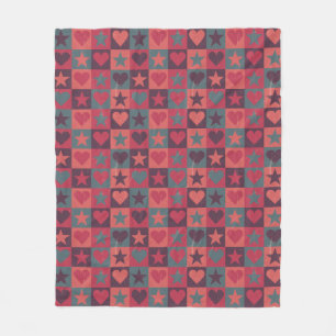 Herzen und Sterne Muster Rosa Fleecedecke