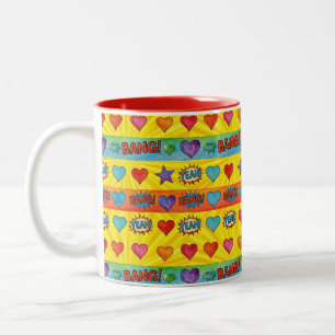 Herzen und Sterne, Pop Art, von Natasha Us Zweifarbige Tasse