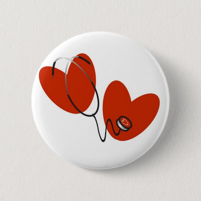 Herzen und Stethoskop-T - Shirts und Geschenke Button (Vorderseite)