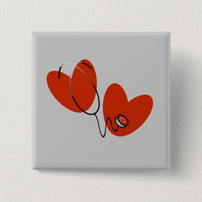 Herzen und Stethoskop-T - Shirts und Geschenke Button (Vorderseite)